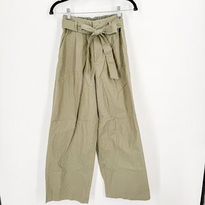 Uniqlo Olive Green Wide Leg Paperbag Waist Pants